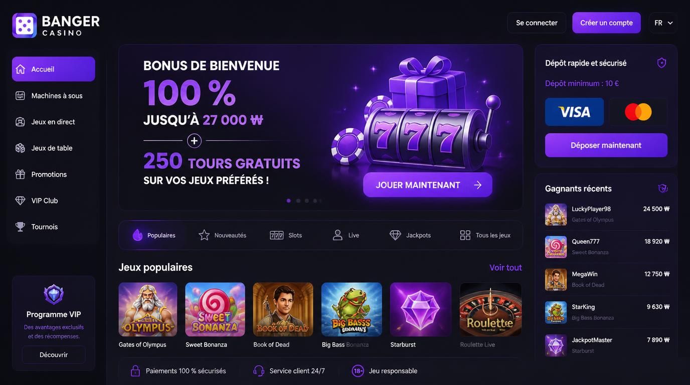 Bonus de bienvenue Banger Casino