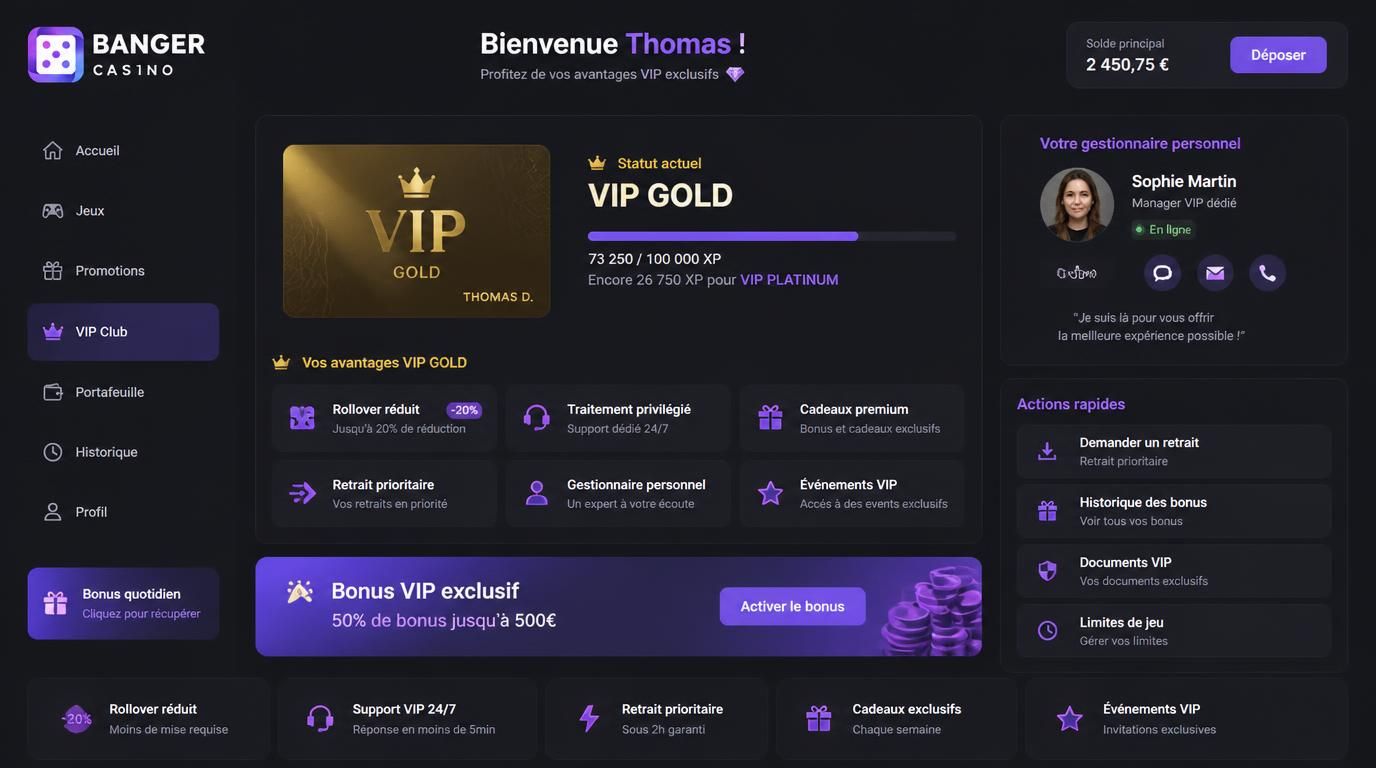 Bonus de fidélité VIP Banger Casino